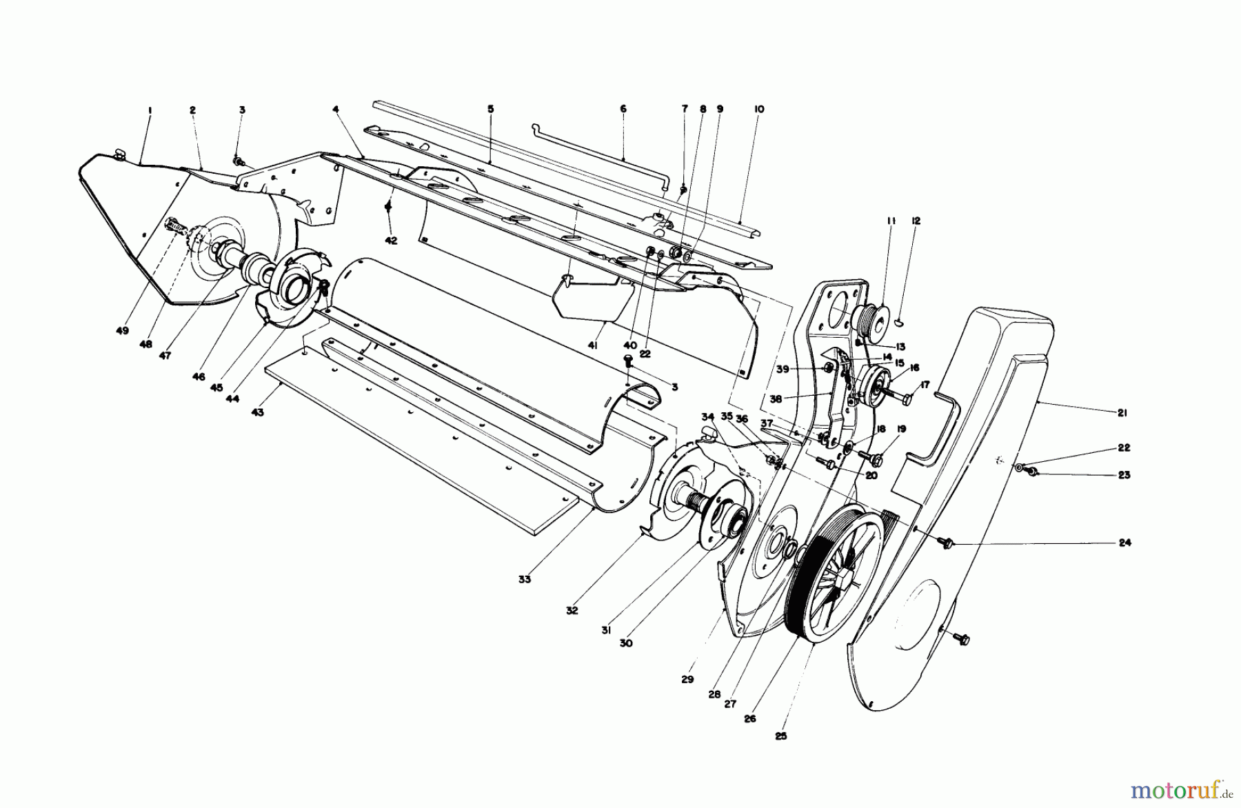  Toro Neu Snow Blowers/Snow Throwers Seite 1 38120 (S-200) - Toro S-200 Snowthrower, 1981 (1000001-1000350) LOWER MAIN FRAME ASSEMBLY (MODEL 38120 & 38130)