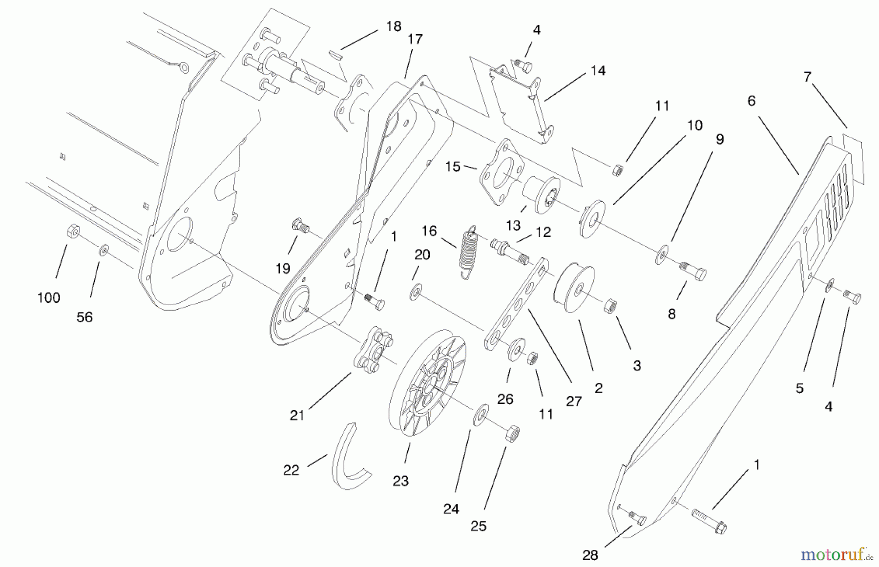  Toro Neu Snow Blowers/Snow Throwers Seite 1 38170 - Toro CCR Powerlite Snowthrower, 1997 (7900001-7999999) PULLEY & BELT COVER ASSEMBLY