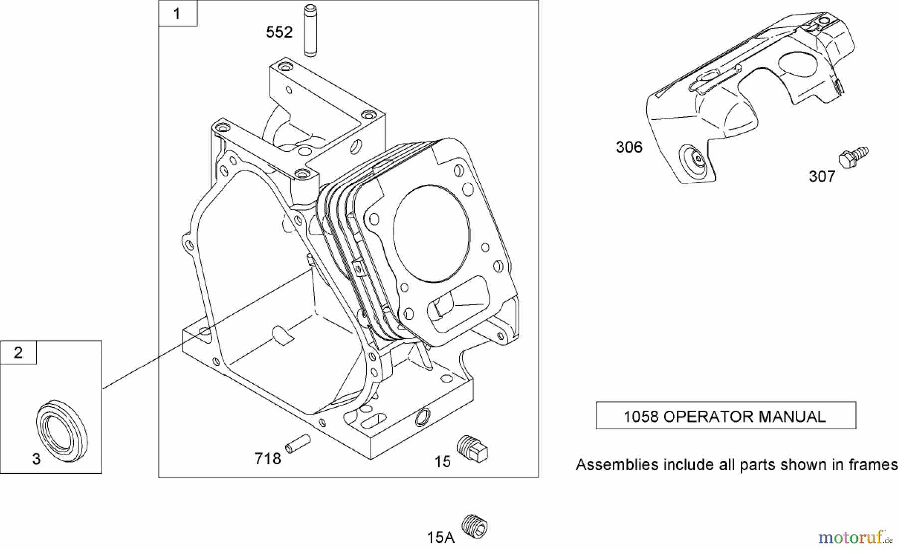  Toro Neu Blowers/Vacuums/Chippers/Shredders 62925 - Toro 206cc OHV Vacuum Blower, 2007 (270000001-270999999) CYLINDER ASSEMBLY BRIGGS AND STRATTON 126302-0210-B1