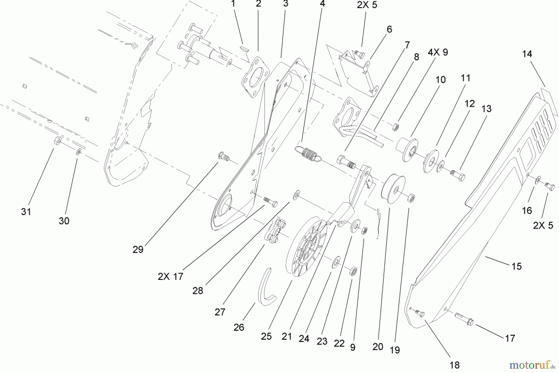  Toro Neu Snow Blowers/Snow Throwers Seite 1 38173 - Toro Powerlite Snowthrower, 2007 (270000001-270999999) ROTOR DRIVE ASSEMBLY