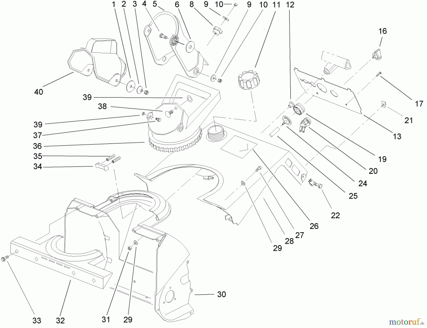  Toro Neu Snow Blowers/Snow Throwers Seite 1 38182 - Toro Powerlite Snowthrower, 2006 (260000001-260999999) HOUSING, UPPER SHROUD, AND CHUTE ASSEMBLY