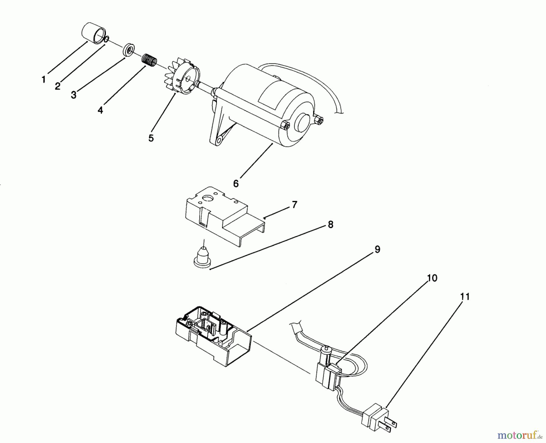  Toro Neu Snow Blowers/Snow Throwers Seite 1 38196 - Toro CCR 1000 Snowthrower, 1992 (2000001-2999999) STARTER MOTOR ASSEMBLY