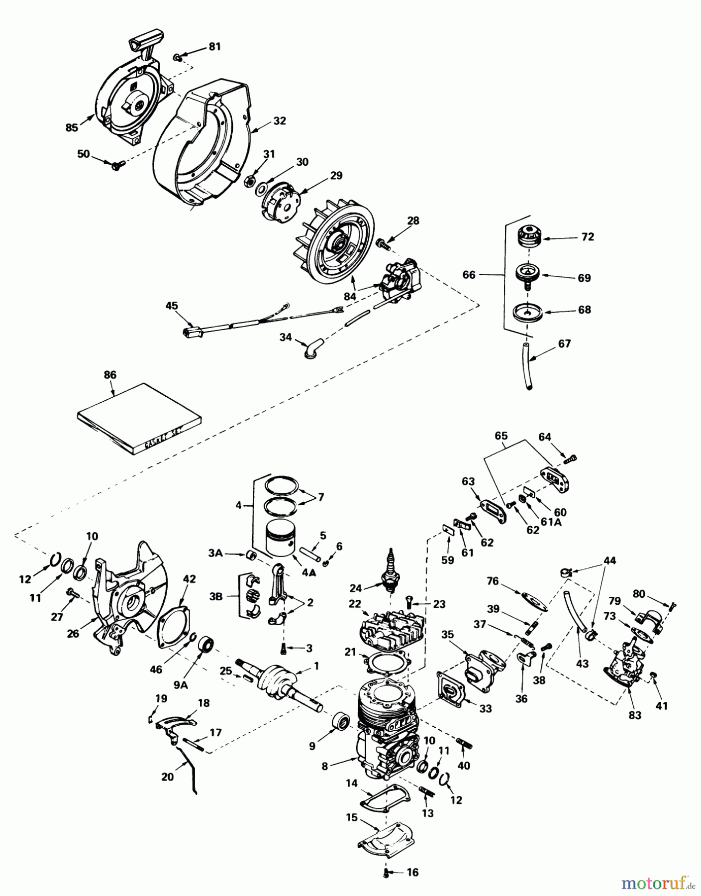  Toro Neu Snow Blowers/Snow Throwers Seite 1 38232 (S-200) - Toro S-200 Snowthrower, 1982 (2000001-2999999) ENGINE ASSEMBLY (ENGINE TECUMSEH MODEL NO. AH520 TYPE 1585B)
