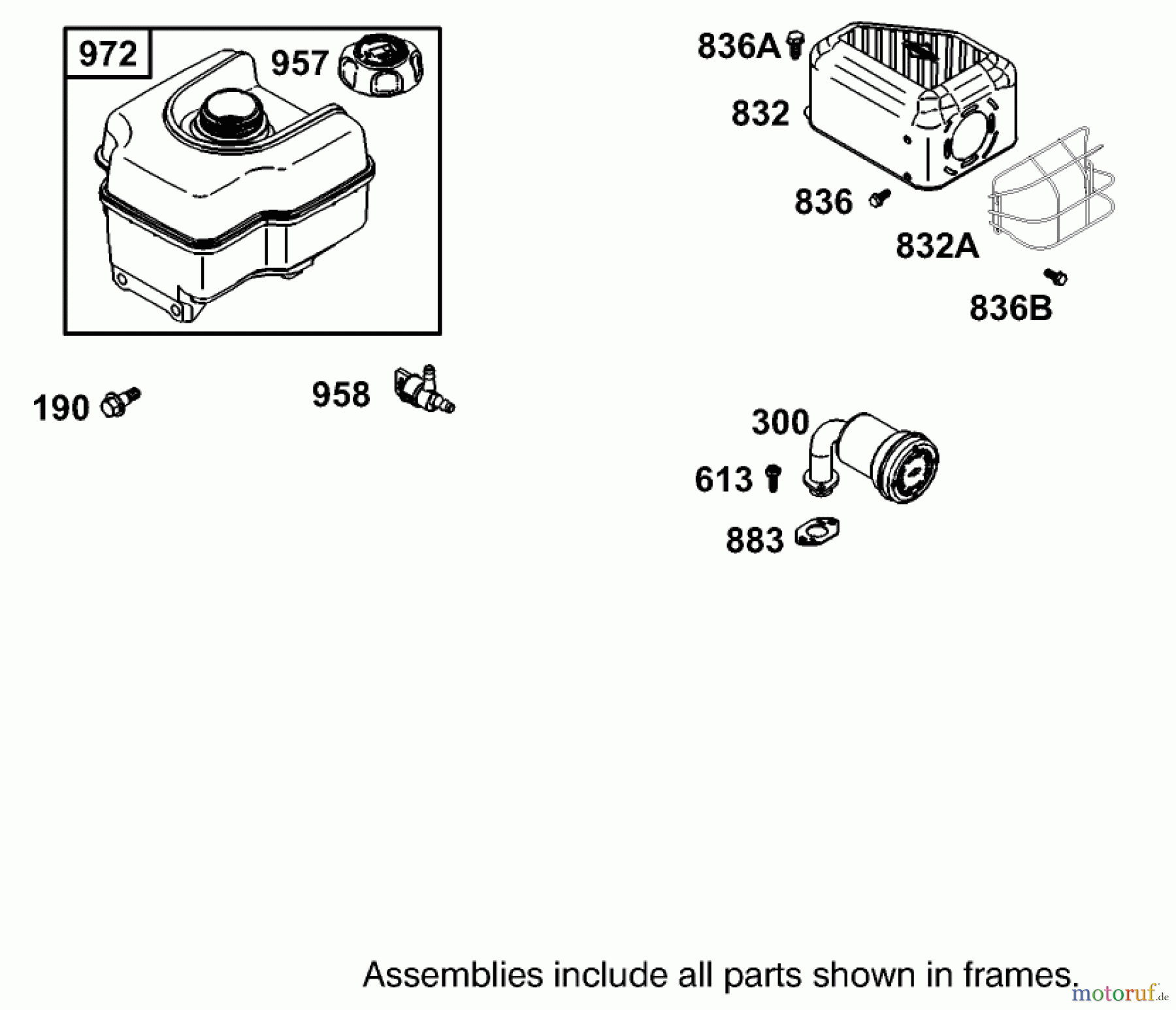  Toro Neu Blowers/Vacuums/Chippers/Shredders 62925 - Toro 5.5 hp Lawn Vacuum, 2004 (240000001-240999999) MUFFLER AND FUEL TANK ASSEMBLY ENGINE BRIGGS AND STRATTON MODEL 126302-0245-E1