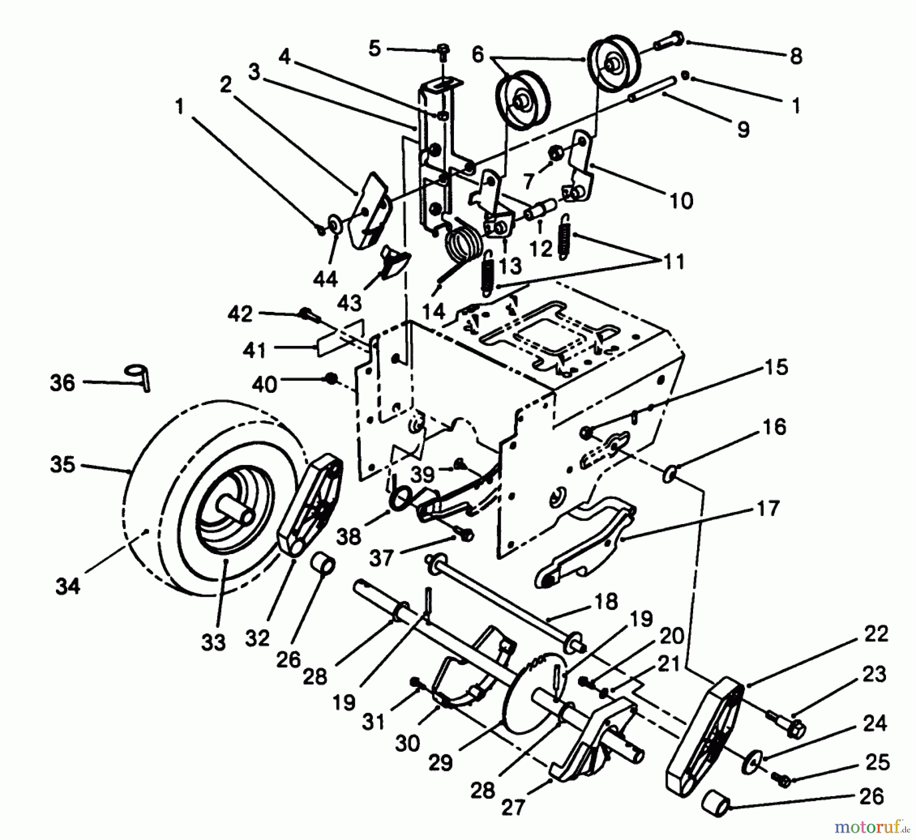  Toro Neu Snow Blowers/Snow Throwers Seite 1 38525 (724) - Toro 724 Power Shift Snowthrower, 1988 (8000001-8999999) TRACTION DRIVE ASSEMBLY