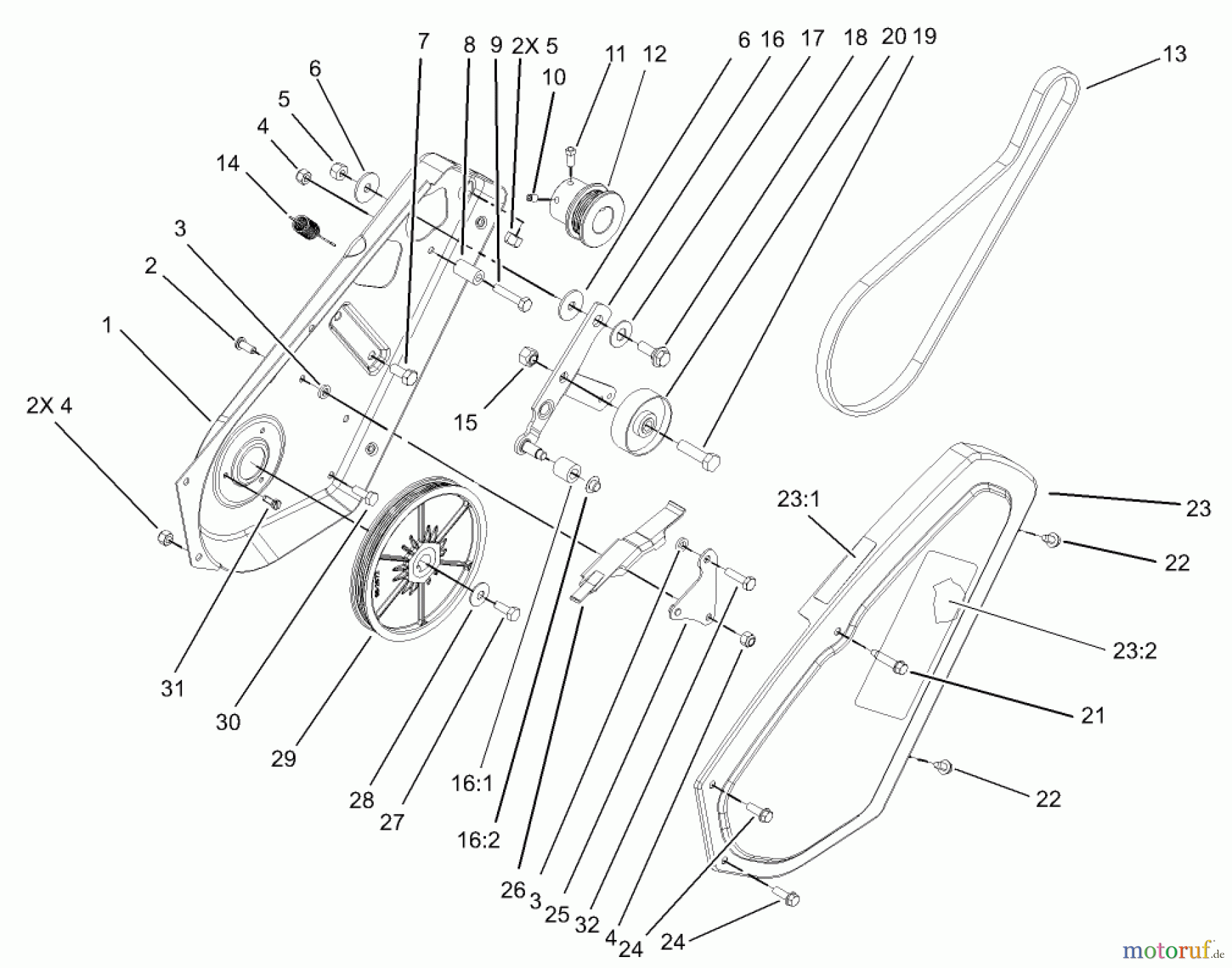  Toro Neu Snow Blowers/Snow Throwers Seite 1 38536 (2450) - Toro CCR 2450 GTS Snowthrower, 2005 (250000001-250999999) IMPELLER DRIVE ASSEMBLY