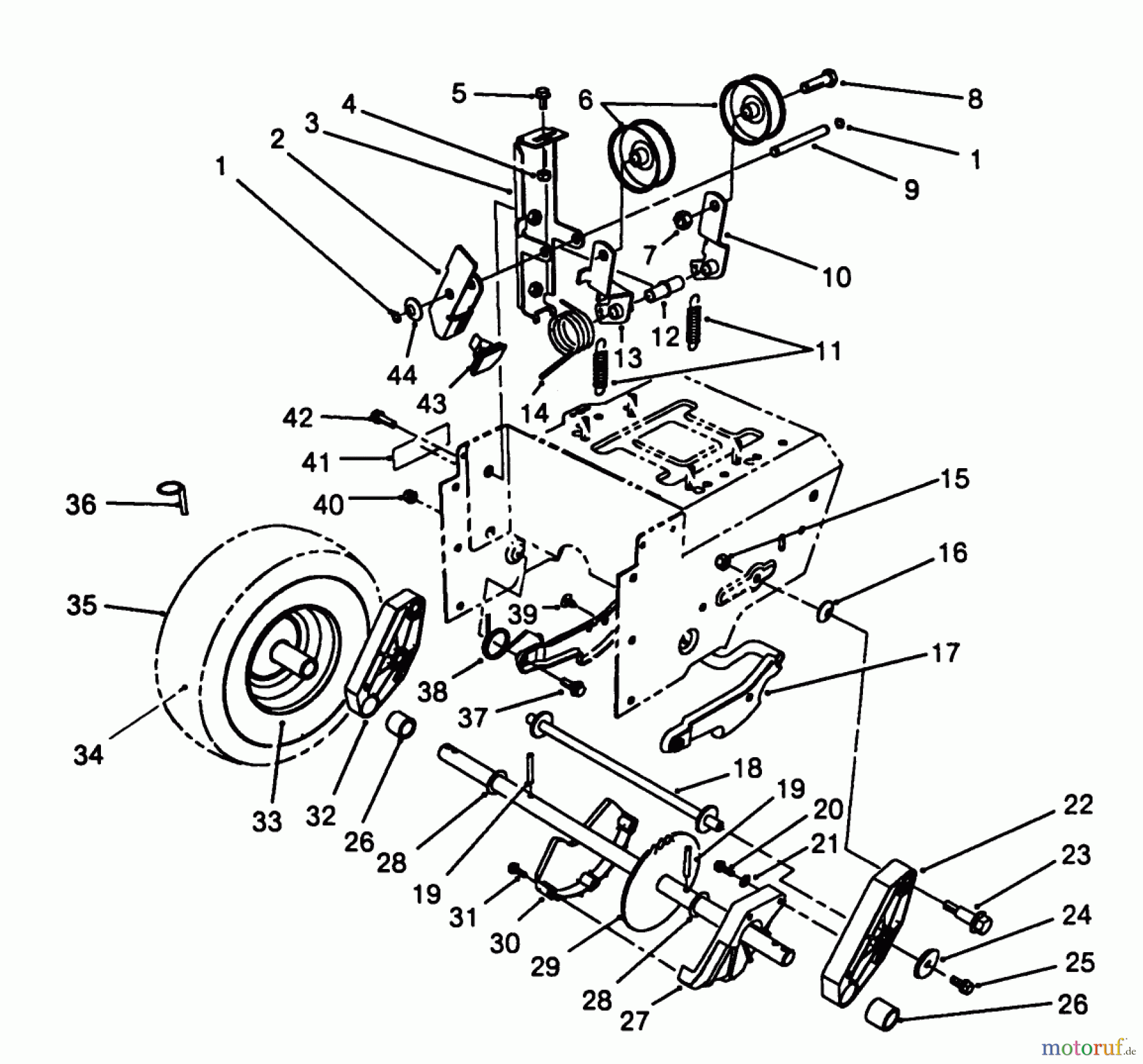  Toro Neu Snow Blowers/Snow Throwers Seite 1 38543 (824) - Toro 824 Power Shift Snowthrower, 1988 (8000001-8999999) TRACTION DRIVE ASSEMBLY