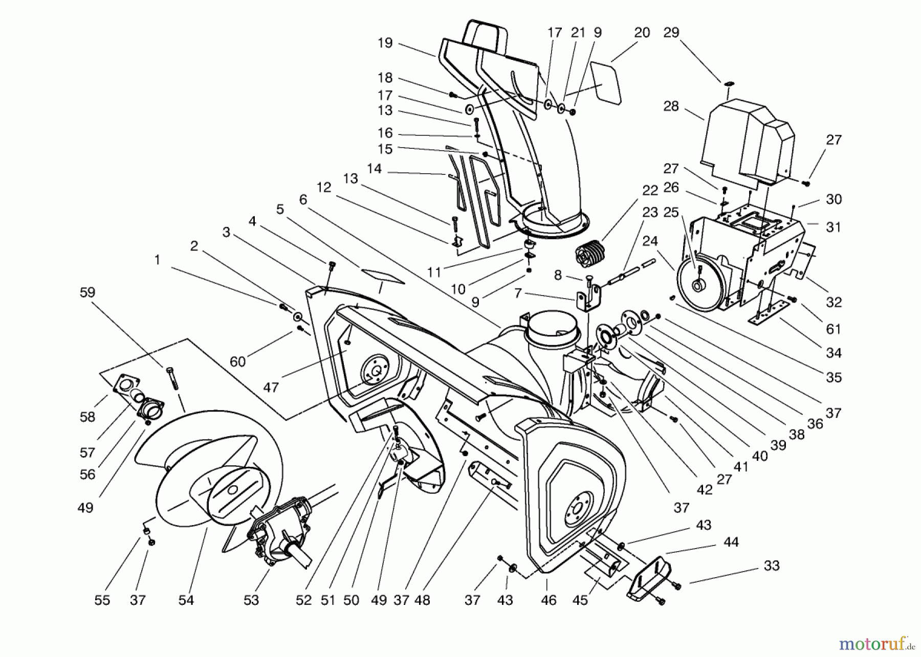  Toro Neu Snow Blowers/Snow Throwers Seite 1 38540 (824) - Toro 824 Power Shift Snowthrower, 1998 (8900001-8999999) HOUSING & CHUTE ASSEMBLY