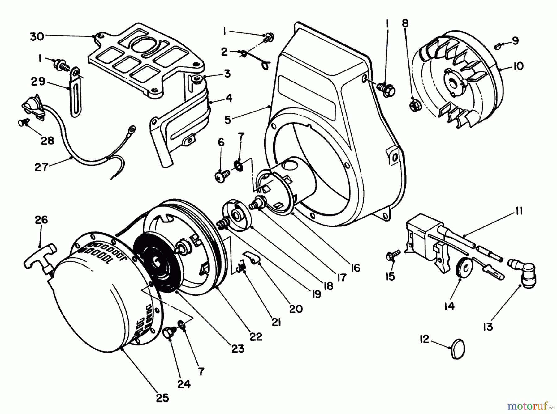  Toro Neu Edgers 58430 - Toro 3.5 hp Edger, 1986 (6000001-6999999) RECOIL STARTER ASSEMBLY
