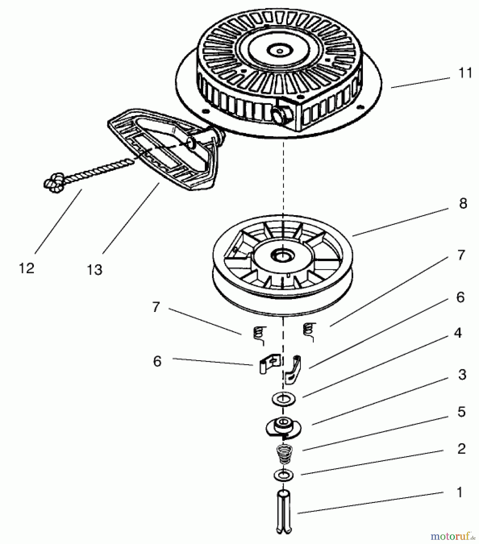 Toro Neu Snow Blowers/Snow Throwers Seite 1 38560 (1028) - Toro 1028 Power Shift Snowthrower, 2000 (200000001-200999999) RECOIL STARTER NO. 590749