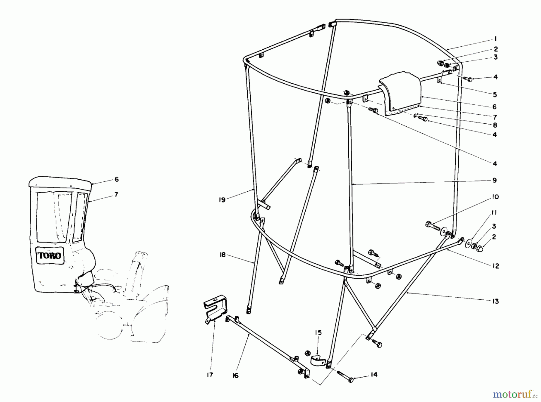  Toro Neu Snow Blowers/Snow Throwers Seite 1 38566 (1132) - Toro 1132 Power Shift Snowthrower, 1991 (1000001-1999999) SNOW CAB ASSEMBLY NO. 68-9500 (OPTIONAL)