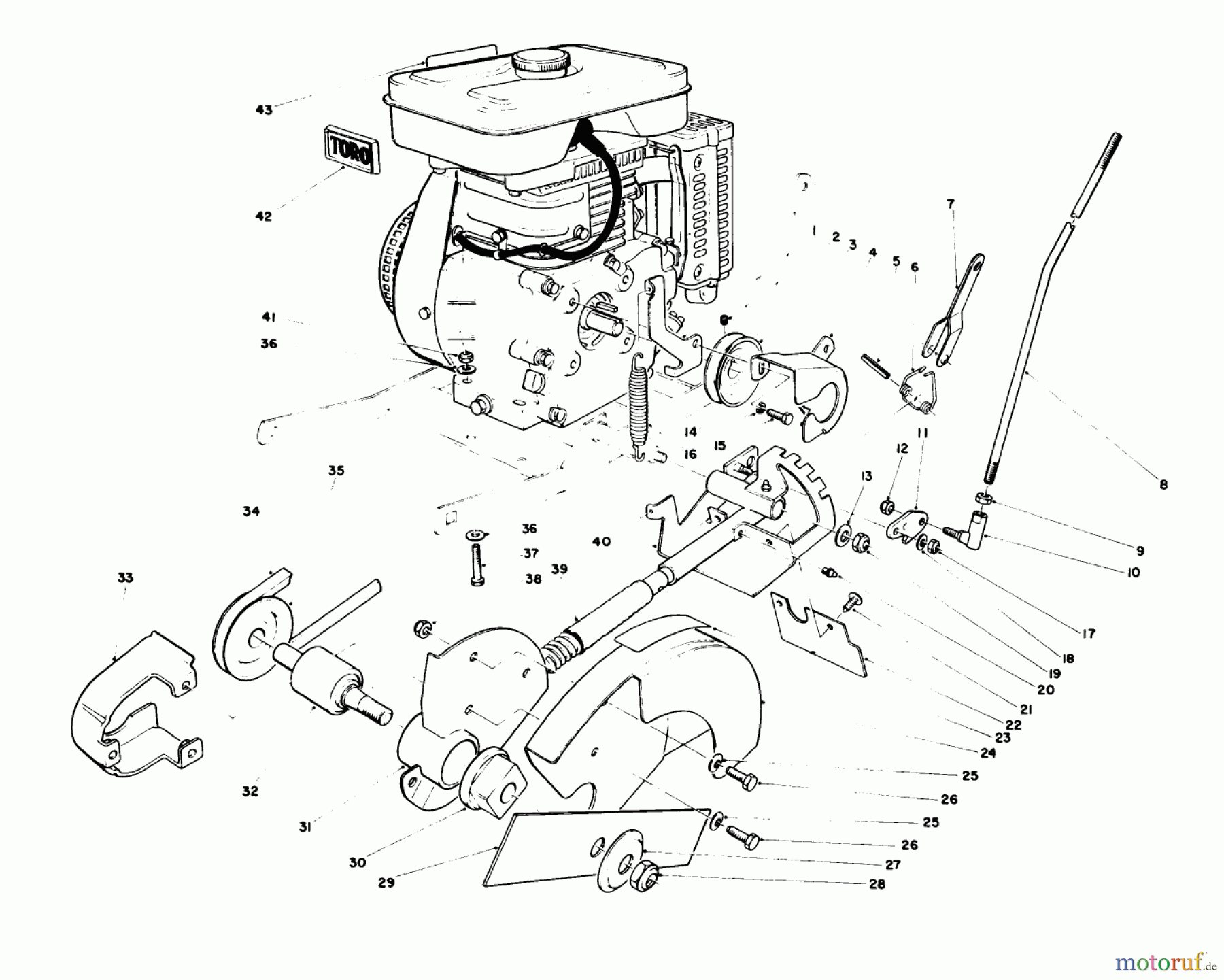  Toro Neu Edgers 58435 - Toro 3.5 hp Edger, 1984 (4000001-4999999) ENGINE & BLADE ASSEMBLY