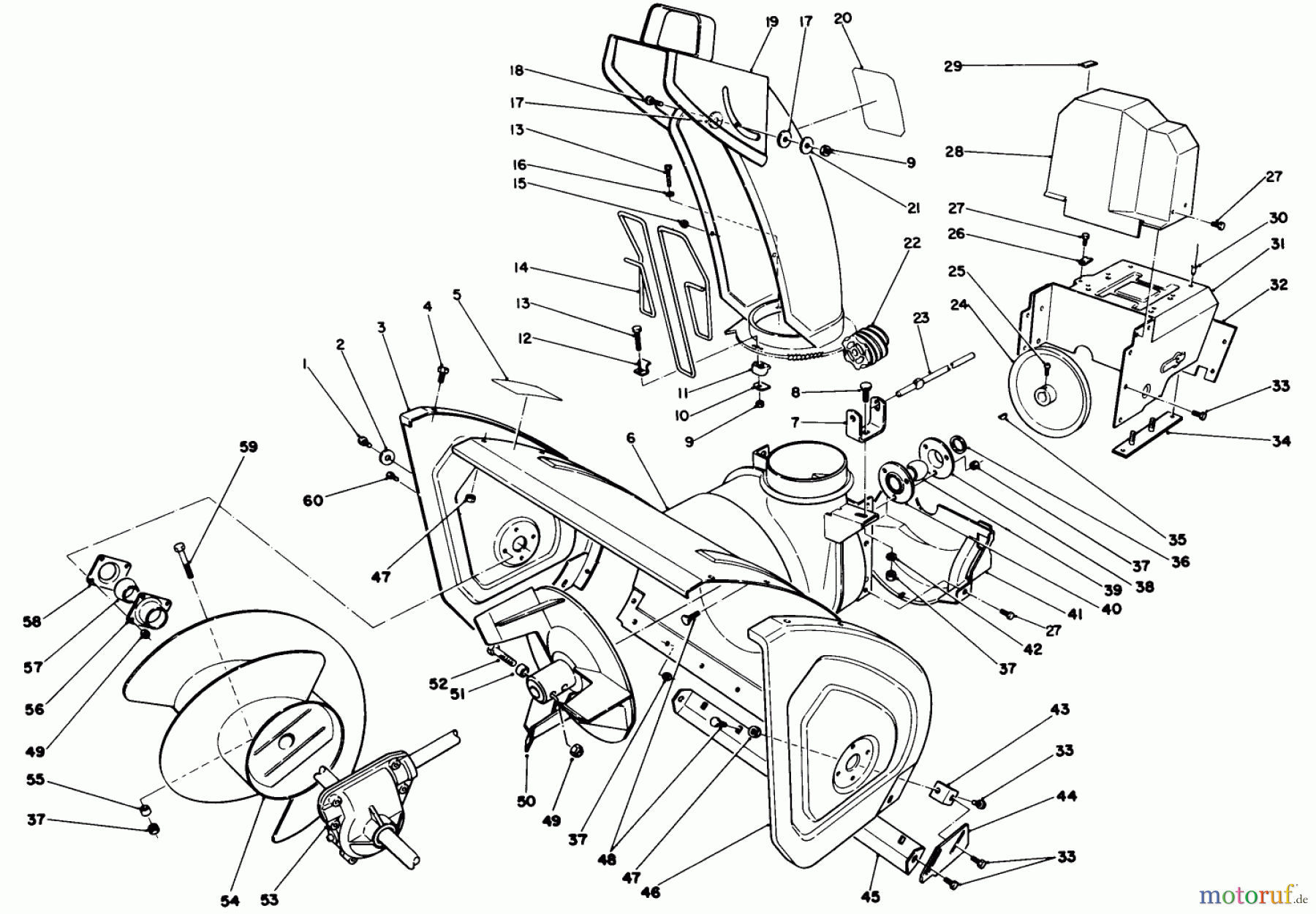 Toro Neu Snow Blowers/Snow Throwers Seite 1 38574 (828) - Toro 828 Power Shift Snowthrower, 1990 (0000001-0999999) HOUSING & CHUTE ASSEMBLY