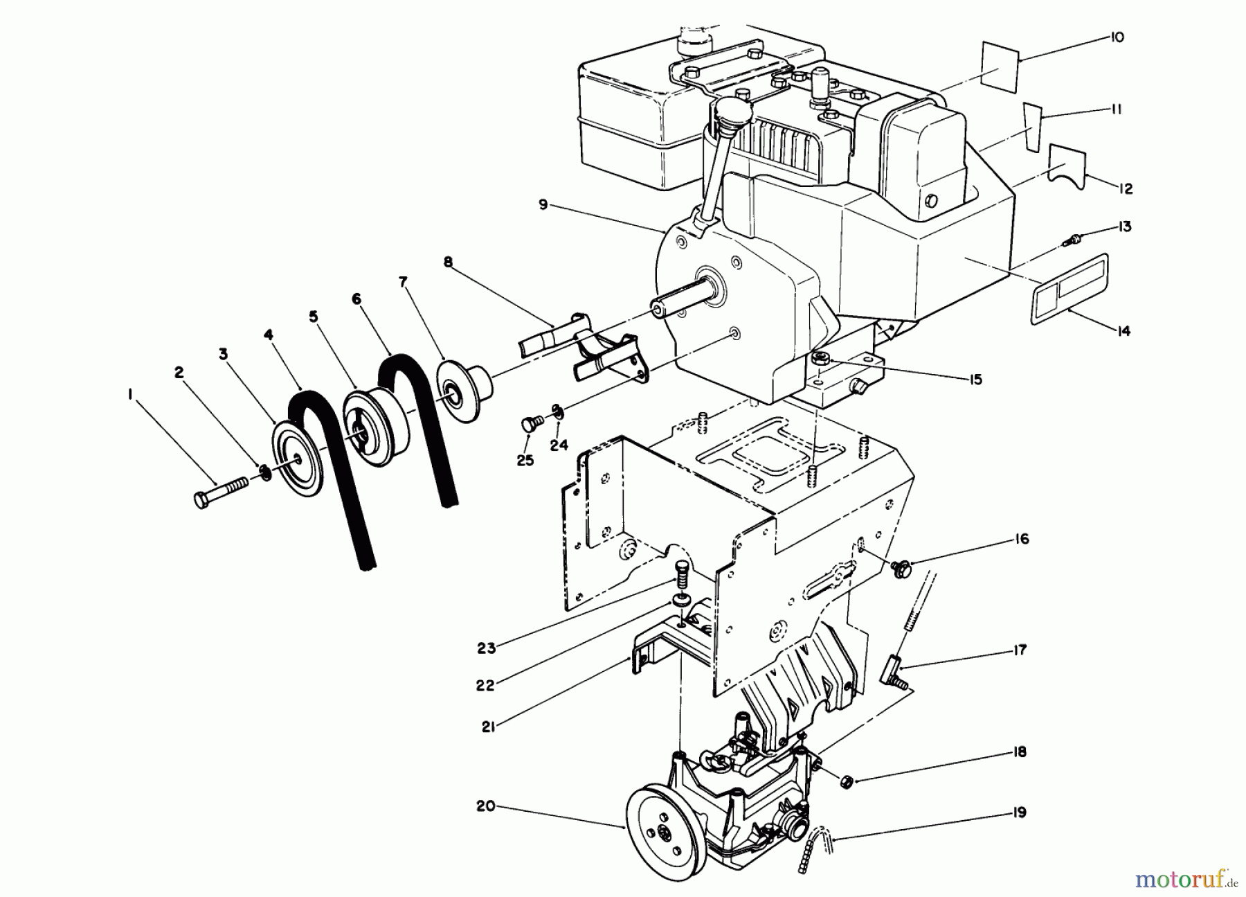 Toro Neu Snow Blowers/Snow Throwers Seite 1 38574 (828) - Toro 828 Power Shift Snowthrower, 1992 (2000001-2999999) ENGINE ASSEMBLY