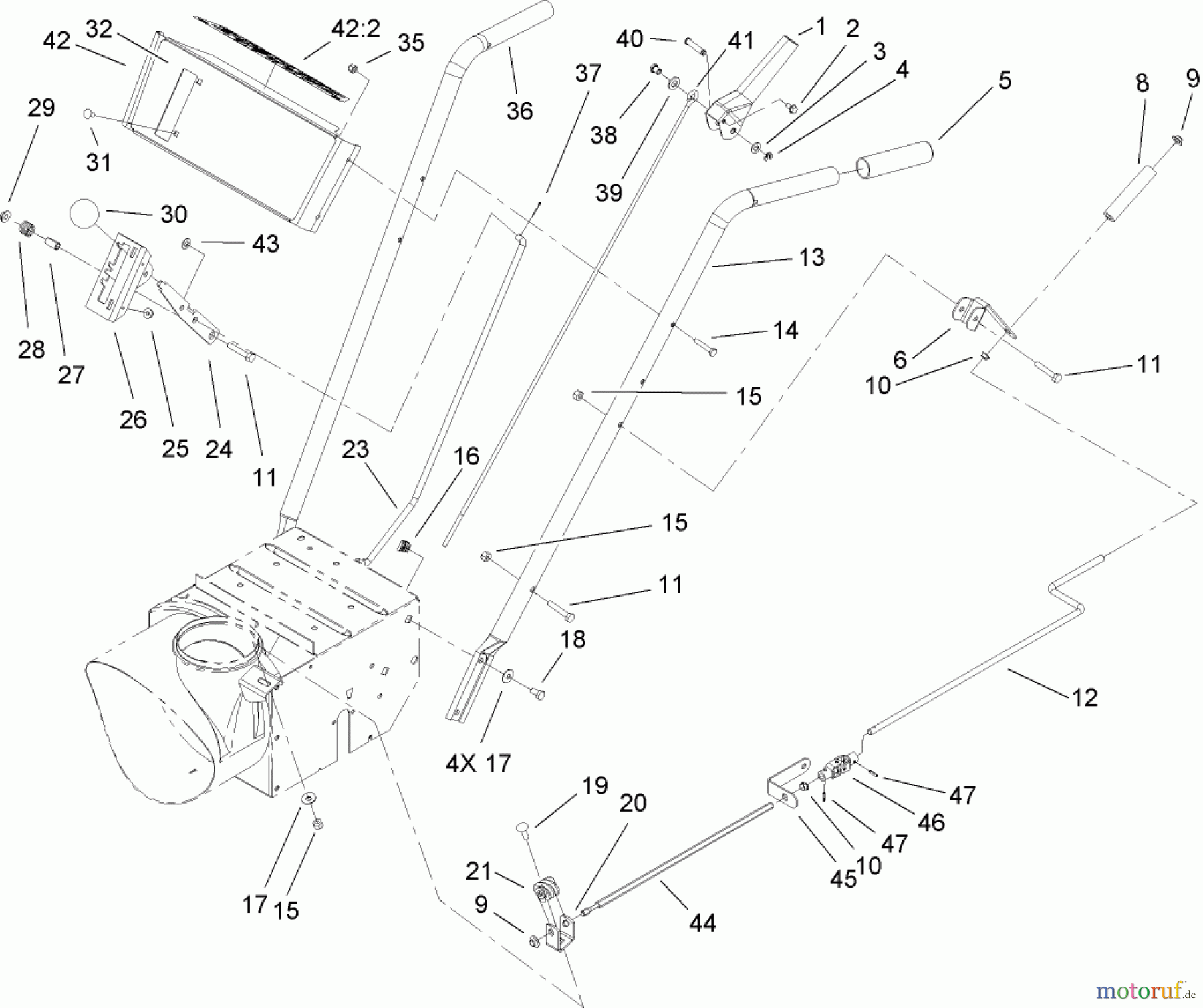  Toro Neu Snow Blowers/Snow Throwers Seite 2 38606 (622R) - Toro 622R Power Throw Snowthrower, 2007 (270000001-270999999) HANDLE AND CONTROL ASSEMBLY