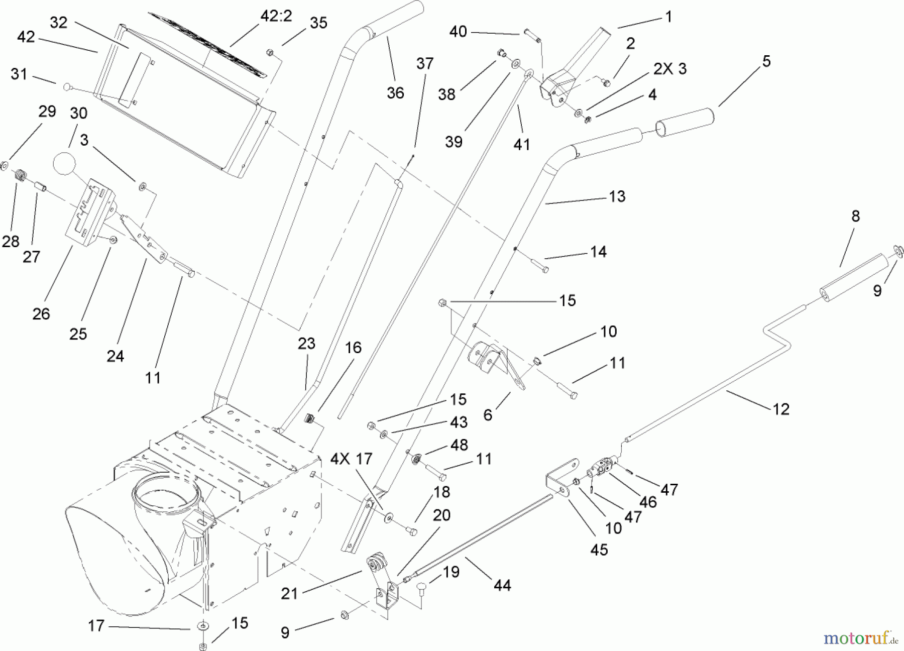  Toro Neu Snow Blowers/Snow Throwers Seite 2 38606 (622R) - Toro 622R Power Throw Snowthrower, 2008 (280000001-280999999) HANDLE AND CONTROL ASSEMBLY