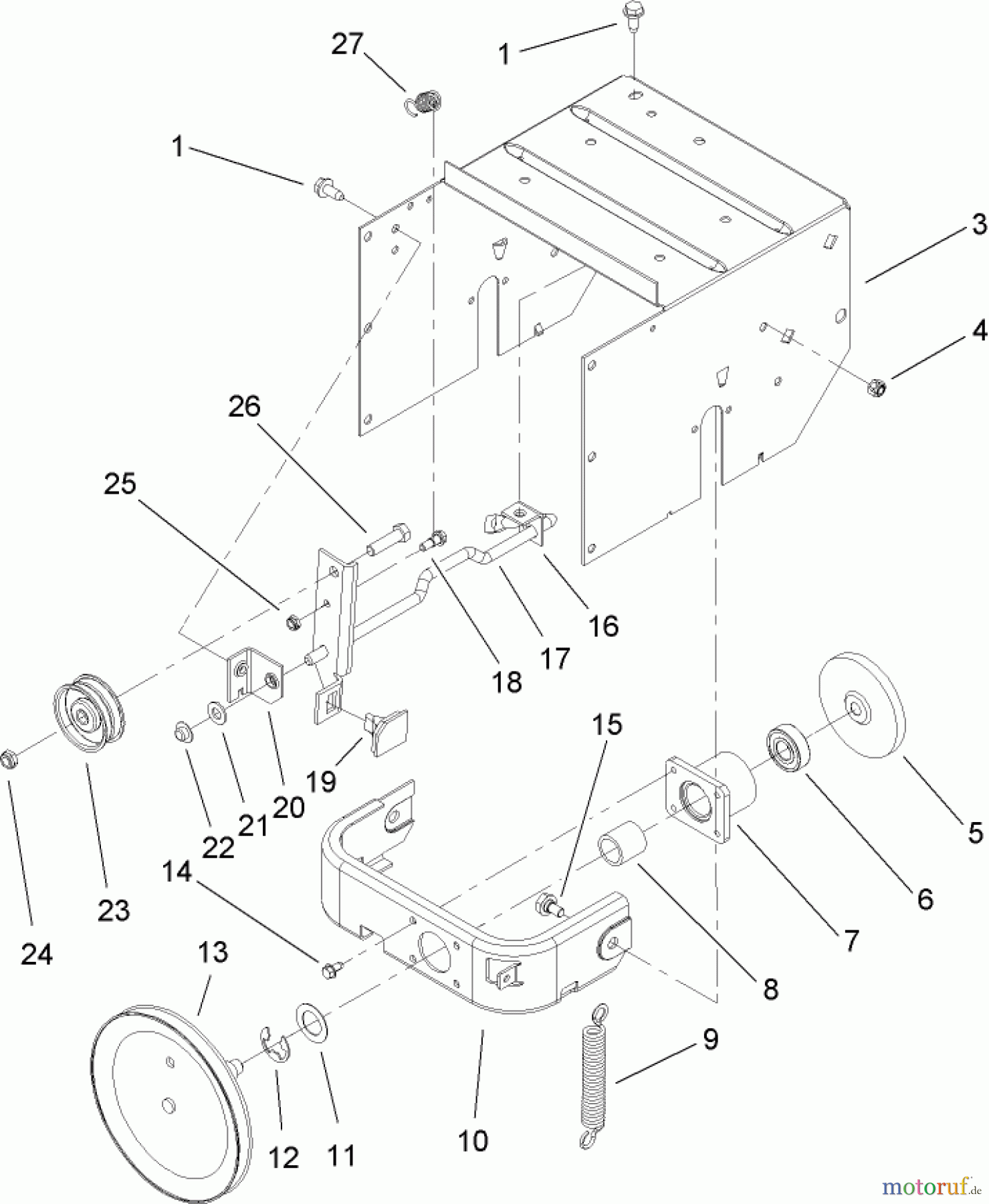 Toro Neu Snow Blowers/Snow Throwers Seite 2 38607 (622E) - Toro 622E Power Throw Snowthrower, 2007 (270000001-270999999) FRAME ASSEMBLY