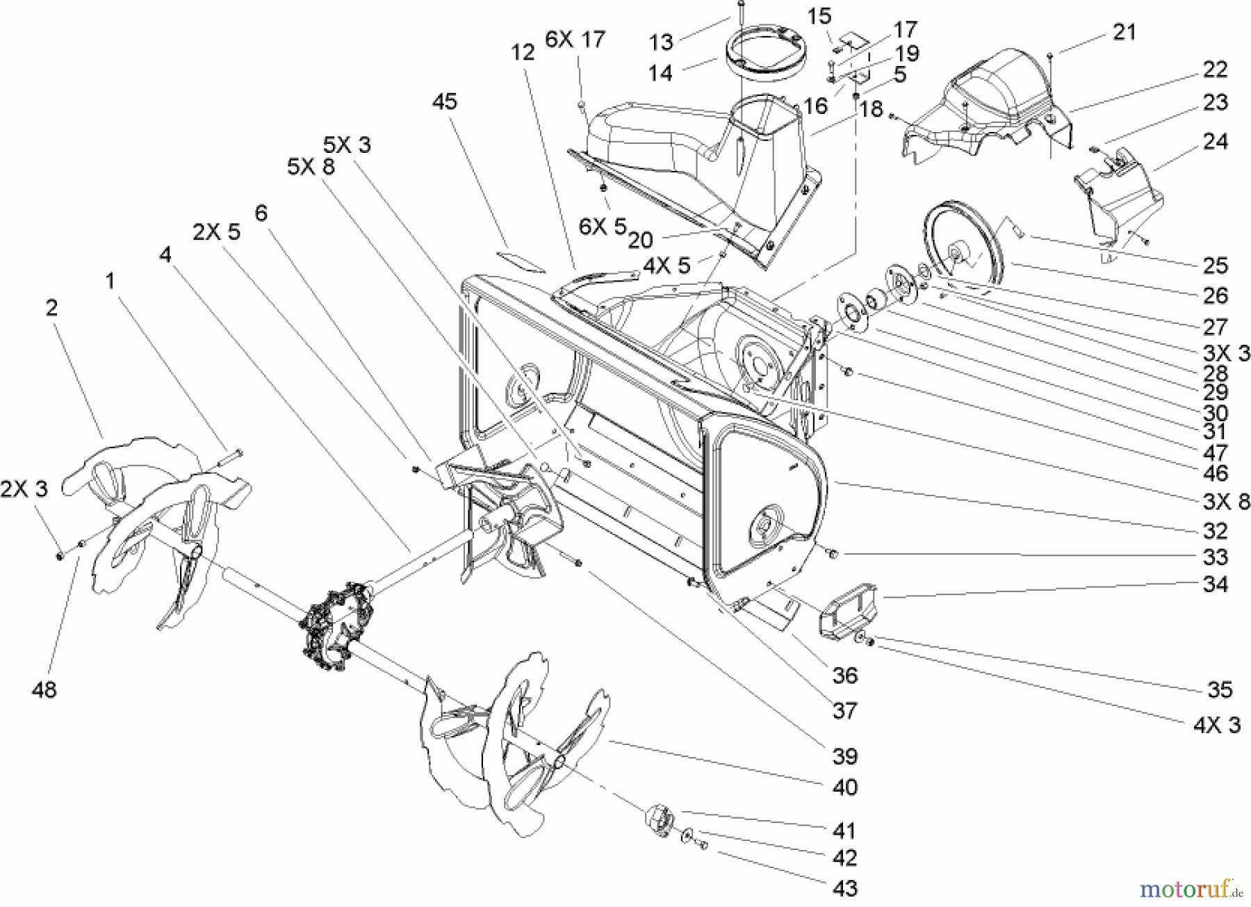  Toro Neu Snow Blowers/Snow Throwers Seite 2 38621 (826 LE) - Toro Power Max 826 LE Snowthrower, 2007 (270000001-270999999) AUGER AND HOUSING ASSEMBLY