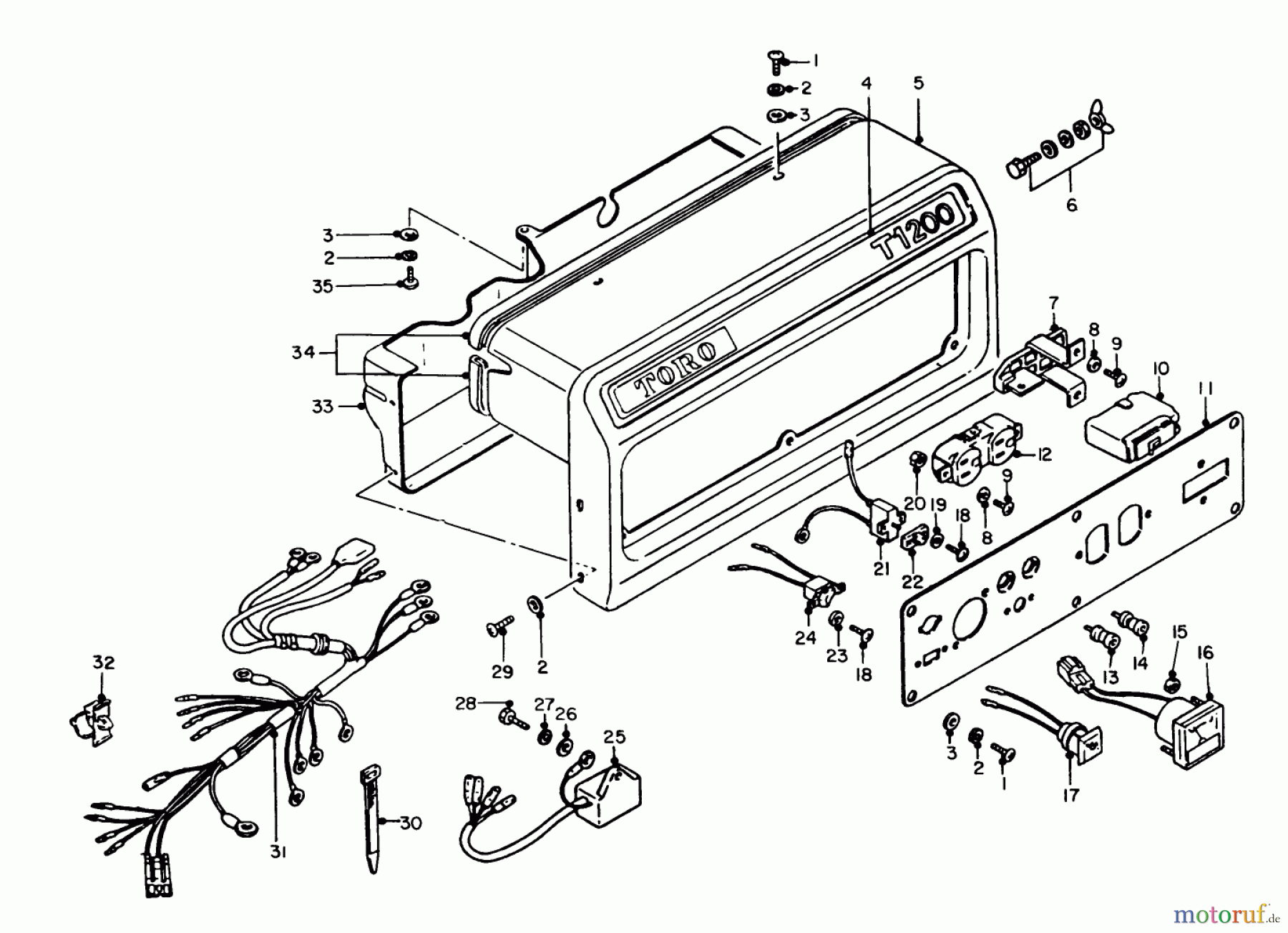 Toro Neu Generators 62012 (T1200) - Toro Generator, T1200, 1986 (6000001-6999999) CONTROL PANEL ASSEMBLY