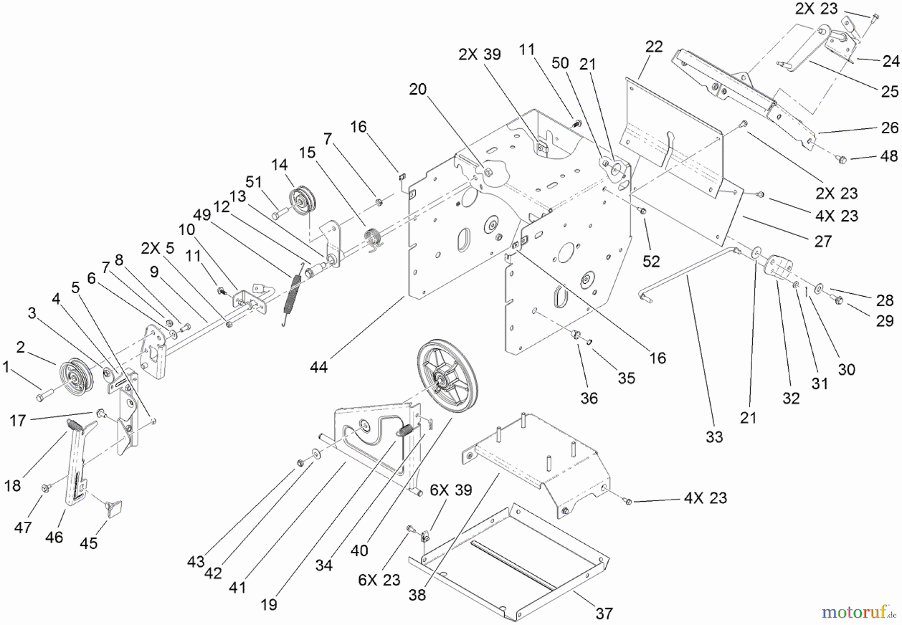  Toro Neu Snow Blowers/Snow Throwers Seite 2 38629 (826 OE) - Toro Power Max 826 OE Snowthrower, 2012 (312000001-312999999) FRAME ASSEMBLY