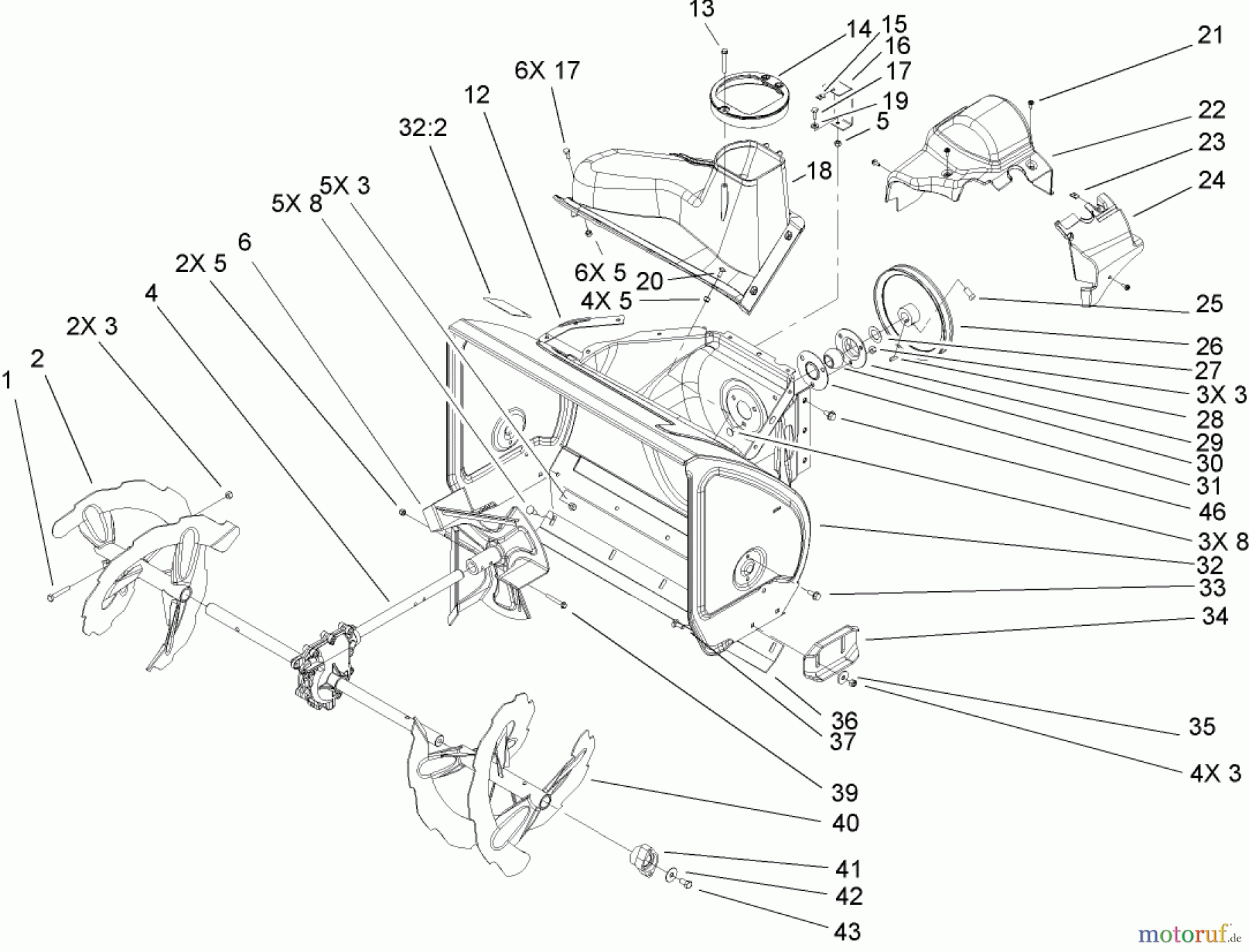  Toro Neu Snow Blowers/Snow Throwers Seite 2 38635 (828 LE) - Toro Power Max 828 LE Snowthrower, 2004 (240000001-240999999) AUGER AND HOUSING ASSEMBLY