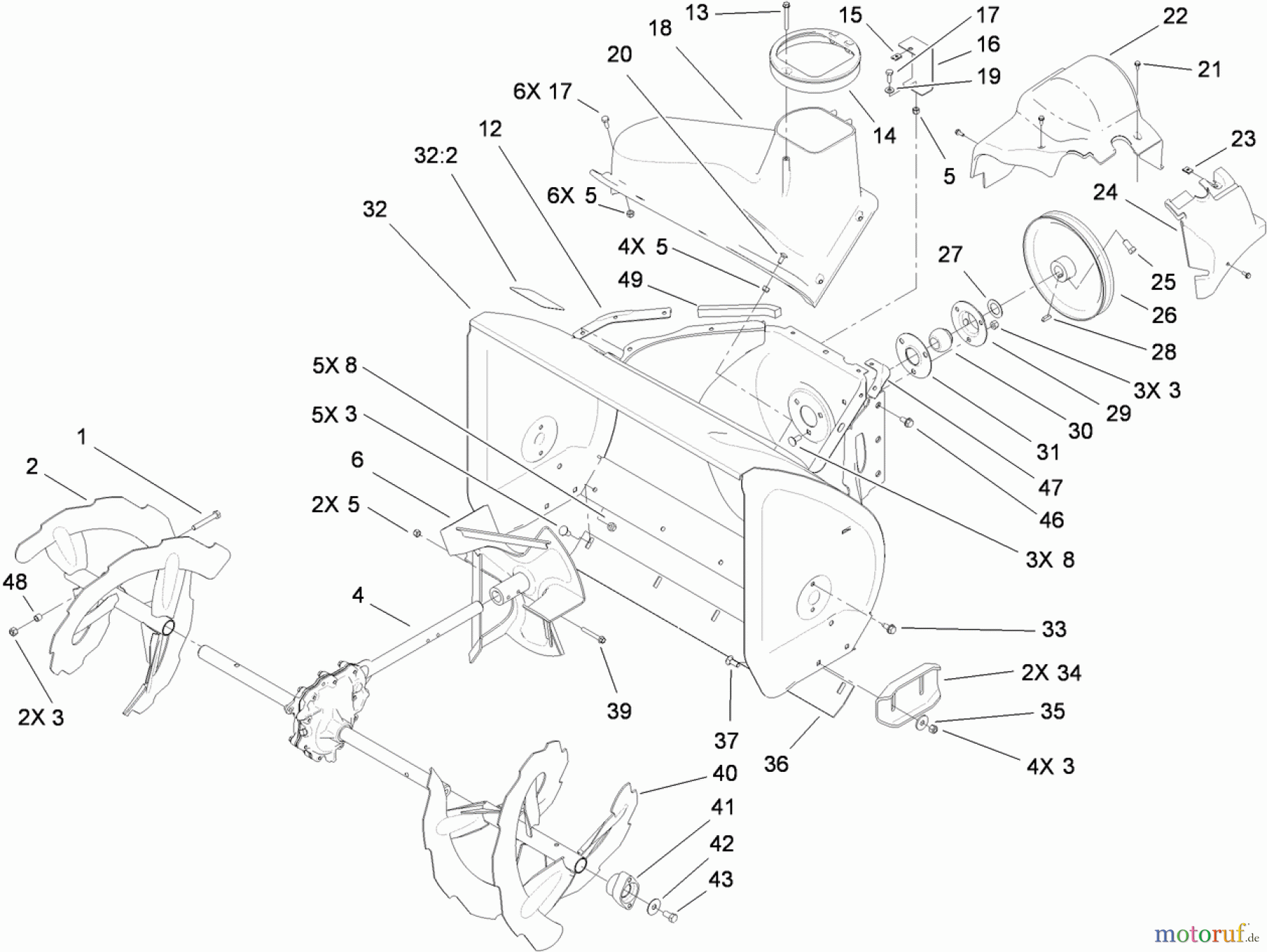  Toro Neu Snow Blowers/Snow Throwers Seite 2 38639 (828 OE) - Toro Power Max 828 OE Snowthrower, 2011 (311000001-311999999) AUGER AND HOUSING ASSEMBLY #1