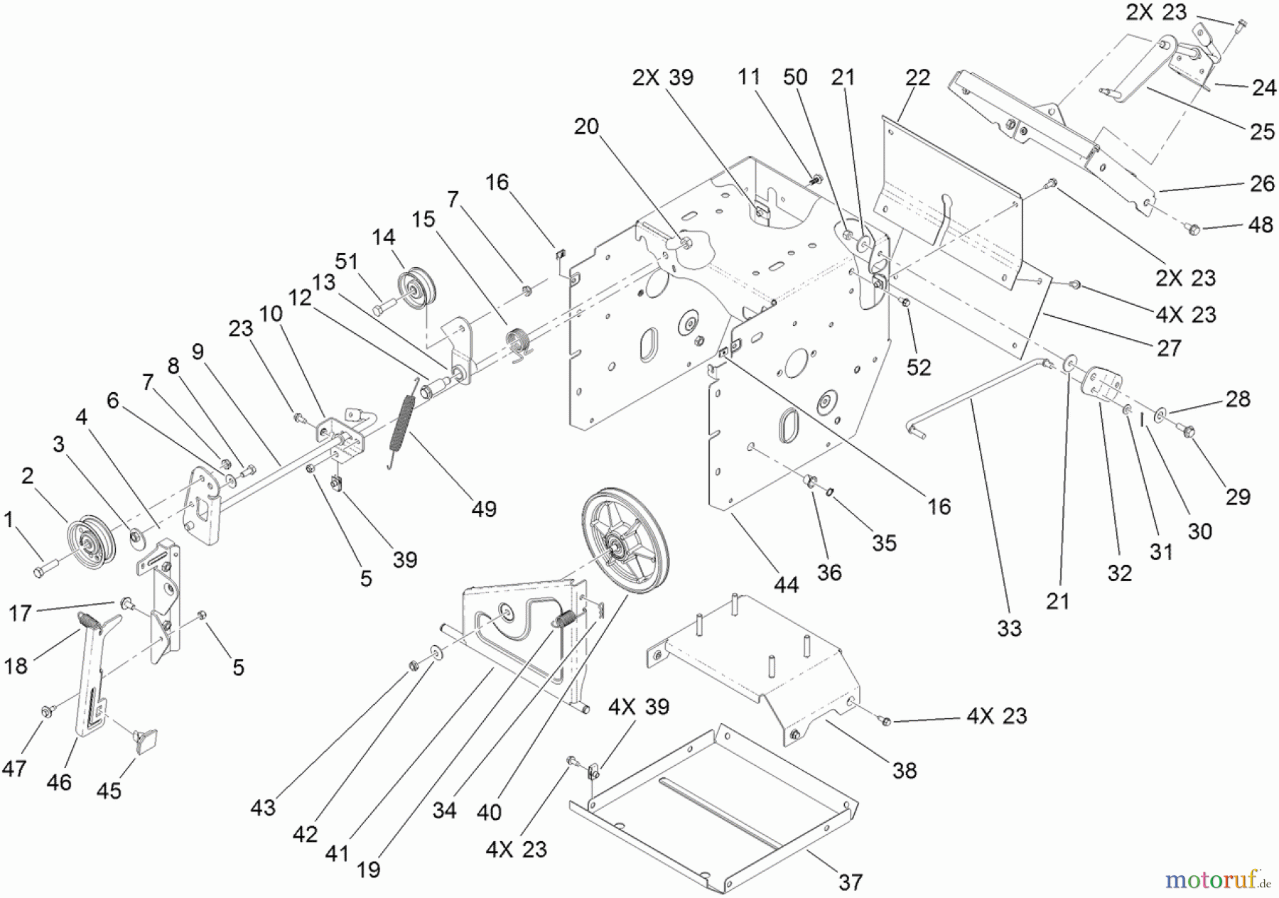 Toro Neu Snow Blowers/Snow Throwers Seite 2 38644 (1028 OXE) - Toro Power Max 1028 OXE Snowthrower, 2012 (SN 312003430-312999999) FRAME ASSEMBLY