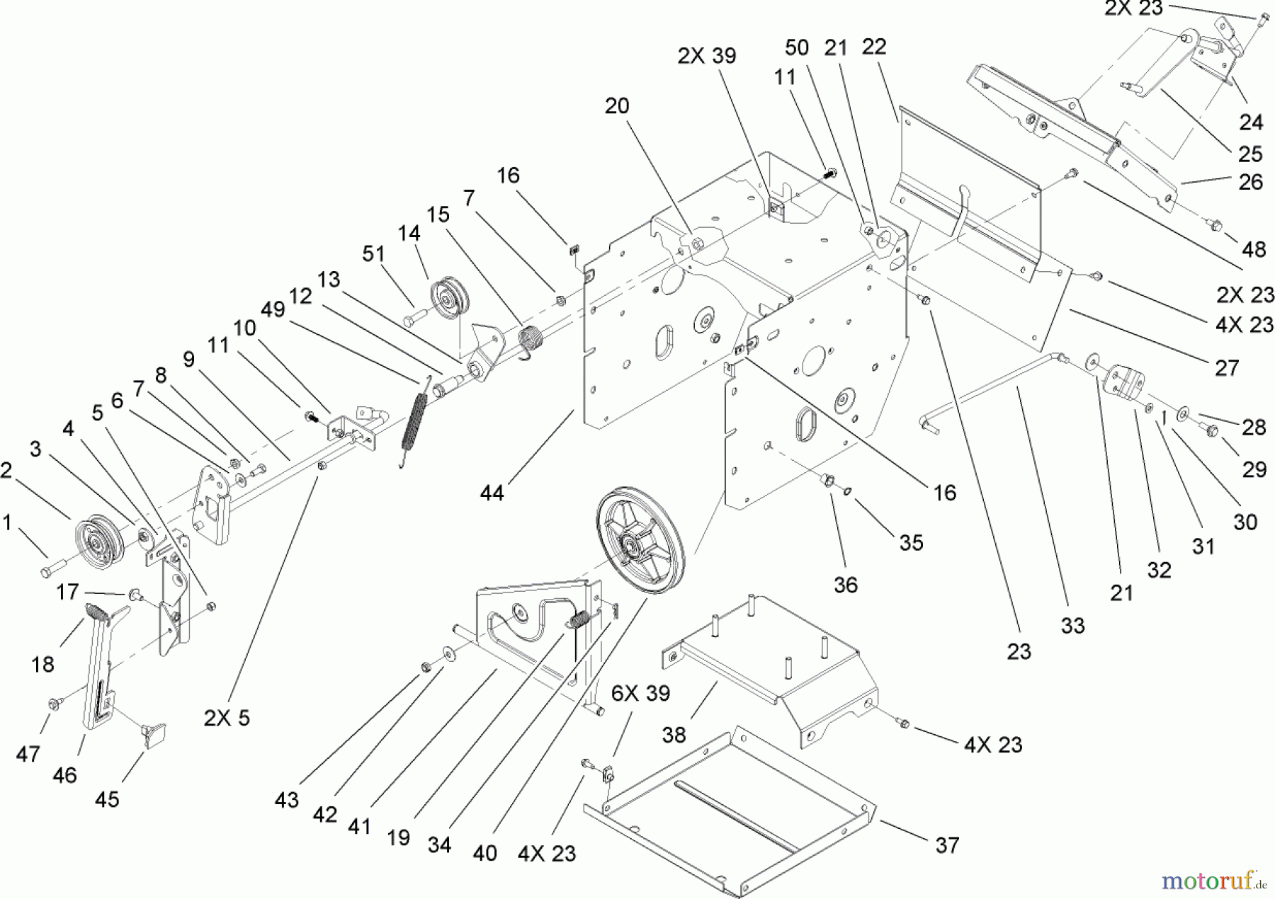  Toro Neu Snow Blowers/Snow Throwers Seite 2 38650 (1128 OXE) - Toro Power Max 1128 OXE Snowthrower, 2008 (280000001-280999999) FRAME ASSEMBLY