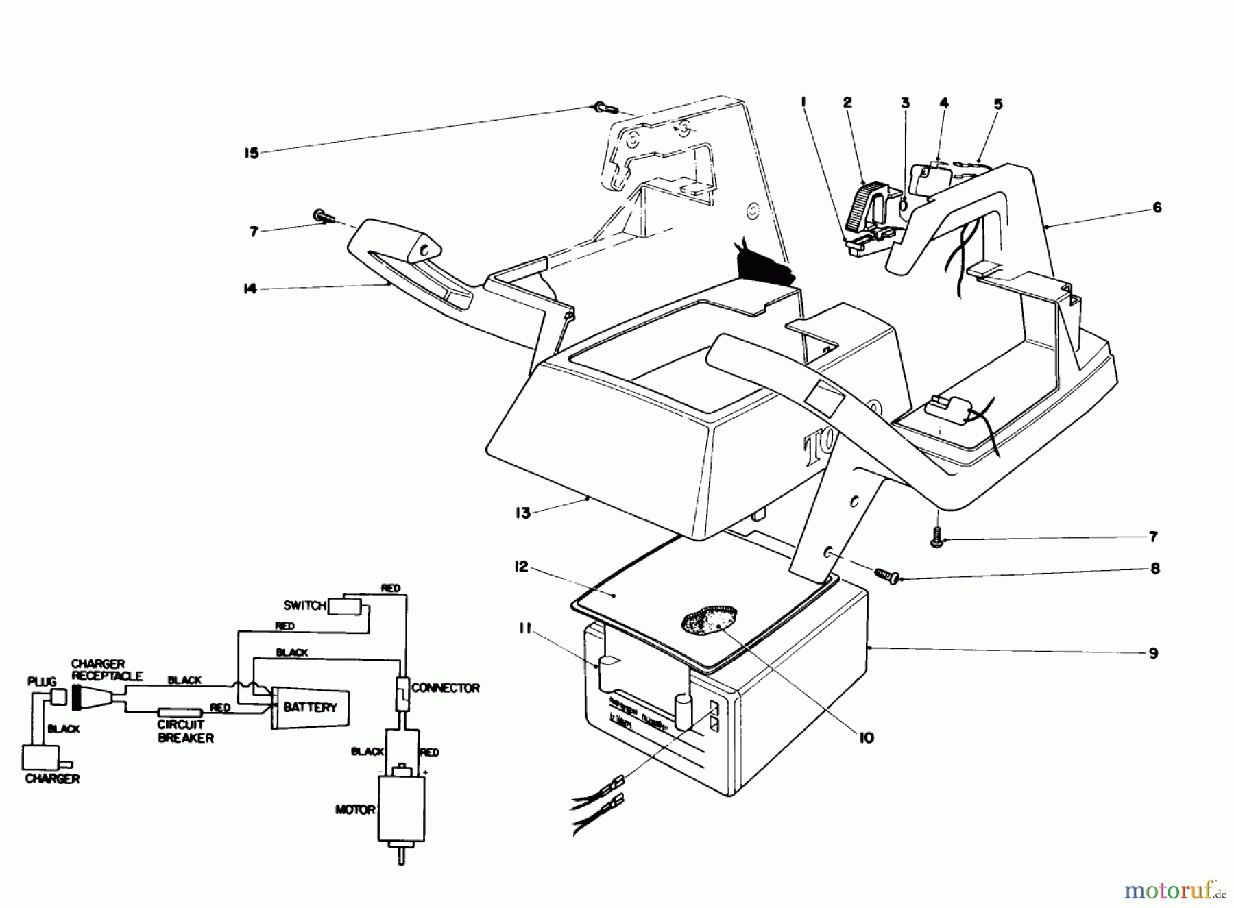  Toro Neu Trimmers, String/Brush 51555 (710) - Toro 710 Electric Trimmer, 1988 (8000001-8999999) UPPER CASE ASSEMBLY