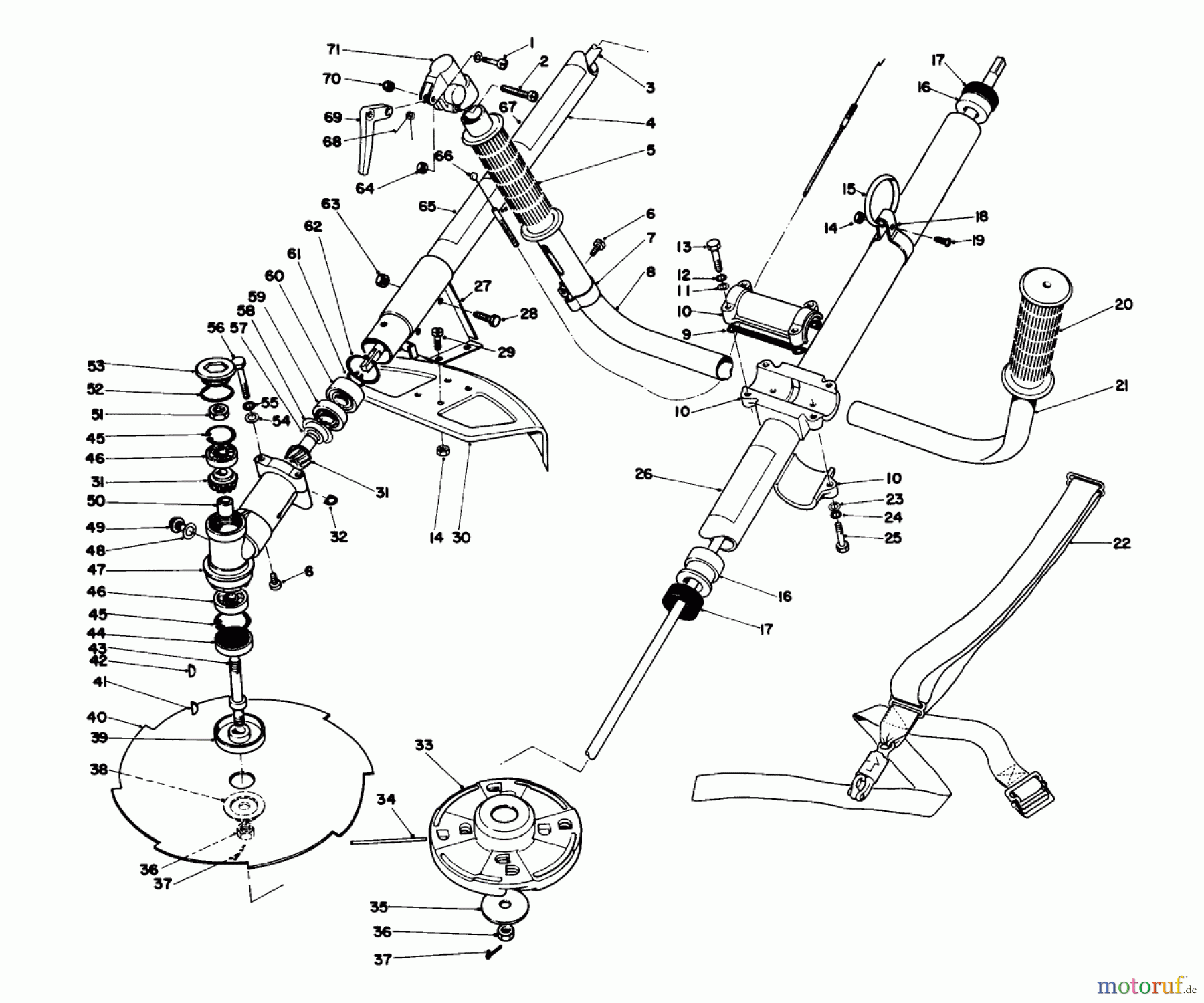  Toro Neu Trimmers, String/Brush 51608 (TC 800) - Toro TC 800 Gas Trimmer, 1983 (3000001-3999999) DRIVE SHAFT & TRIMMER HEAD ASSEMBLY