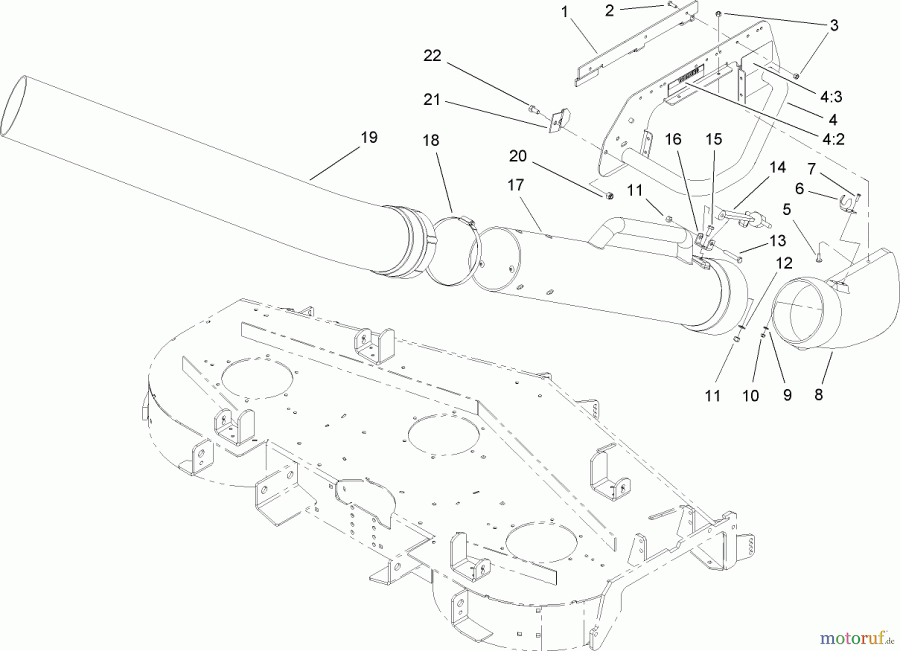Rasenmäher Zubehör 78514 - Toro DFS Vac Collection System, Z593-D, Z595-D and Z589 Series Z Master Mowers (SN: 312000001 - 312999999) (2012) TUBE ASSEMBLY