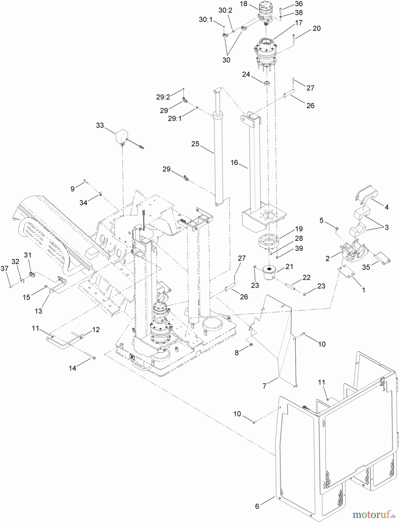  Zubehör 23823 - Toro 4045 Directional Drill with Cab (SN: 314000001 - 314999999) (2014) PLANETARY, ROD GUIDE AND STAKEDOWN CAGE ASSEMBLY