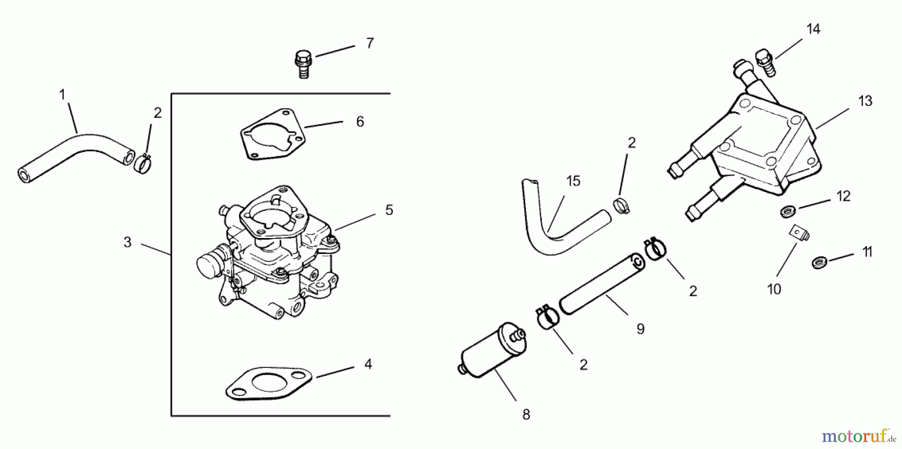 Rasen- und Garten Traktoren 30612TE - Toro Groundsmaster 120 Tractor (SN: 230000001 - 230999999) (2003) FUEL SYSTEM ASSEMBLY (KOHLER CH20QS-PS64677)
