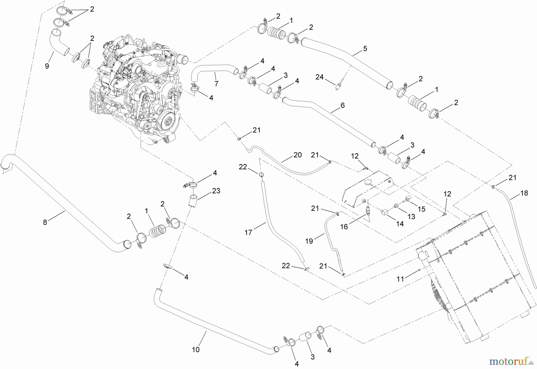  Zubehör 23825 - Toro 4045 Directional Drill (SN: 314000001 - 314999999) (2014) COOLING PACKAGE HOSE ASSEMBLY