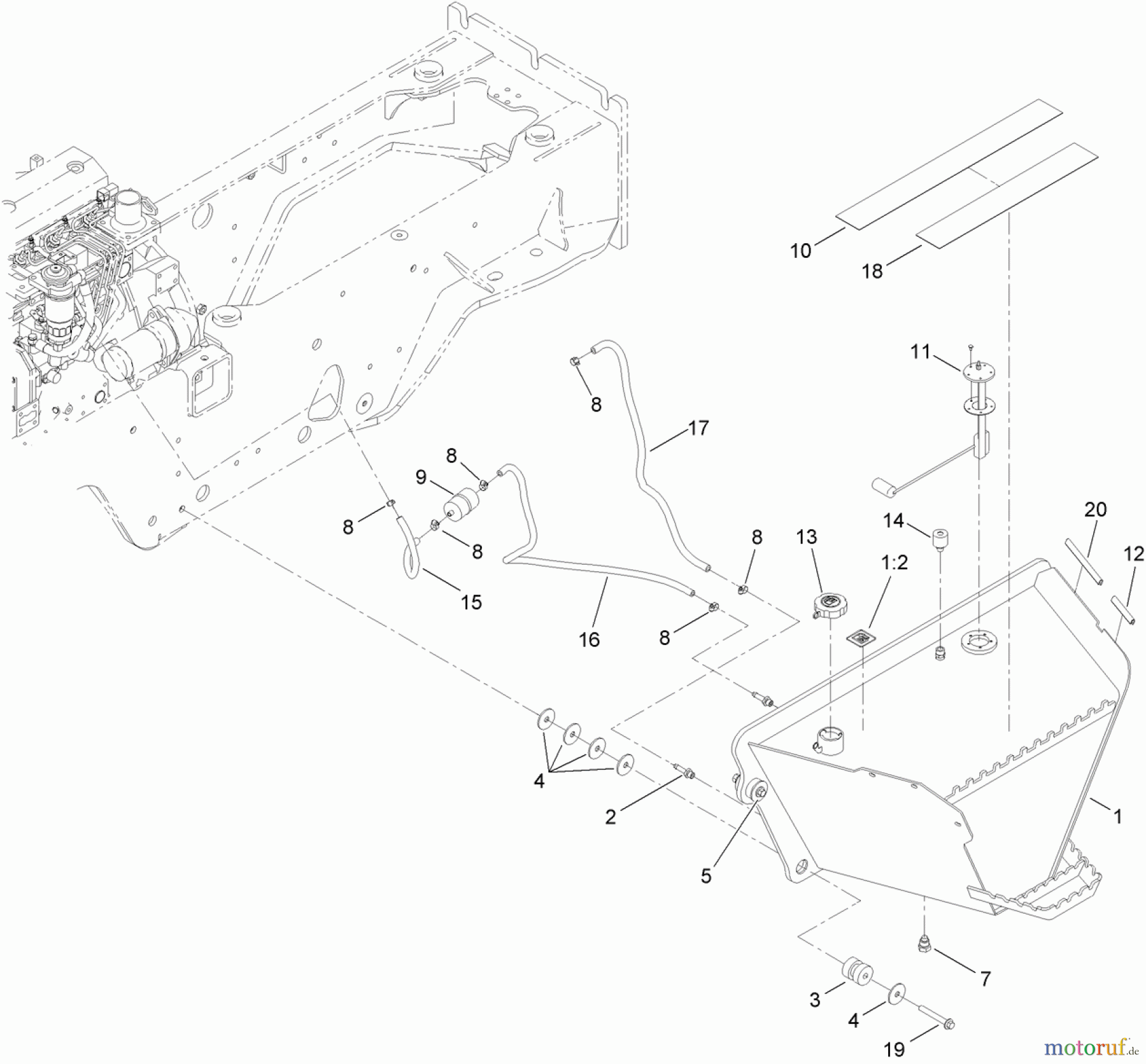  Zubehör 25430 - Toro RT600 Traction Unit (SN: 313000001 - 313999999) (2013) FUEL TANK ASSEMBLY