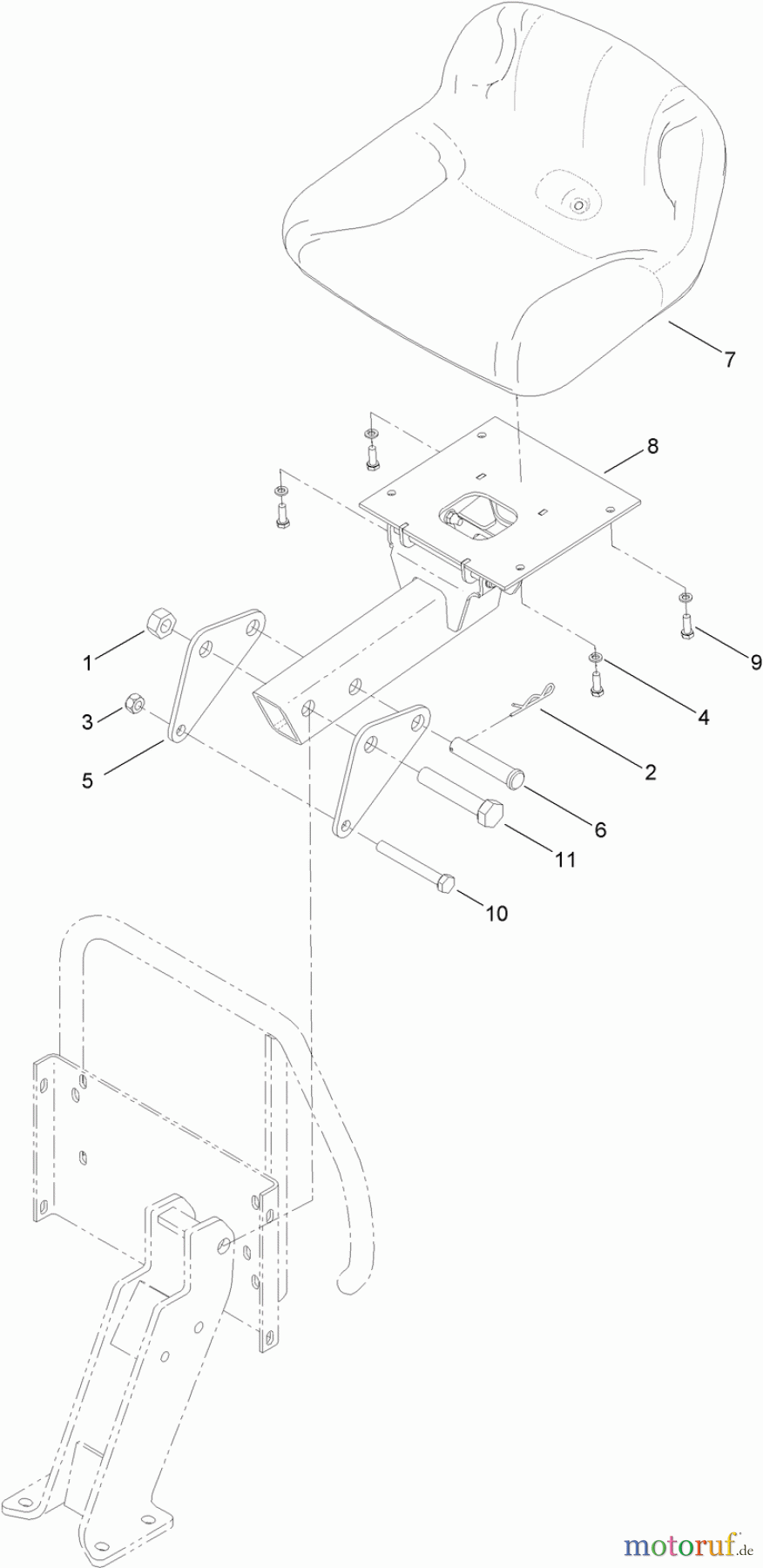  Zubehör 25432 - Toro Heavy Duty Backhoe 125, RT600 Traction Unit (SN: 313000001 - 313999999) (2013) SEAT AND POST ASSEMBLY
